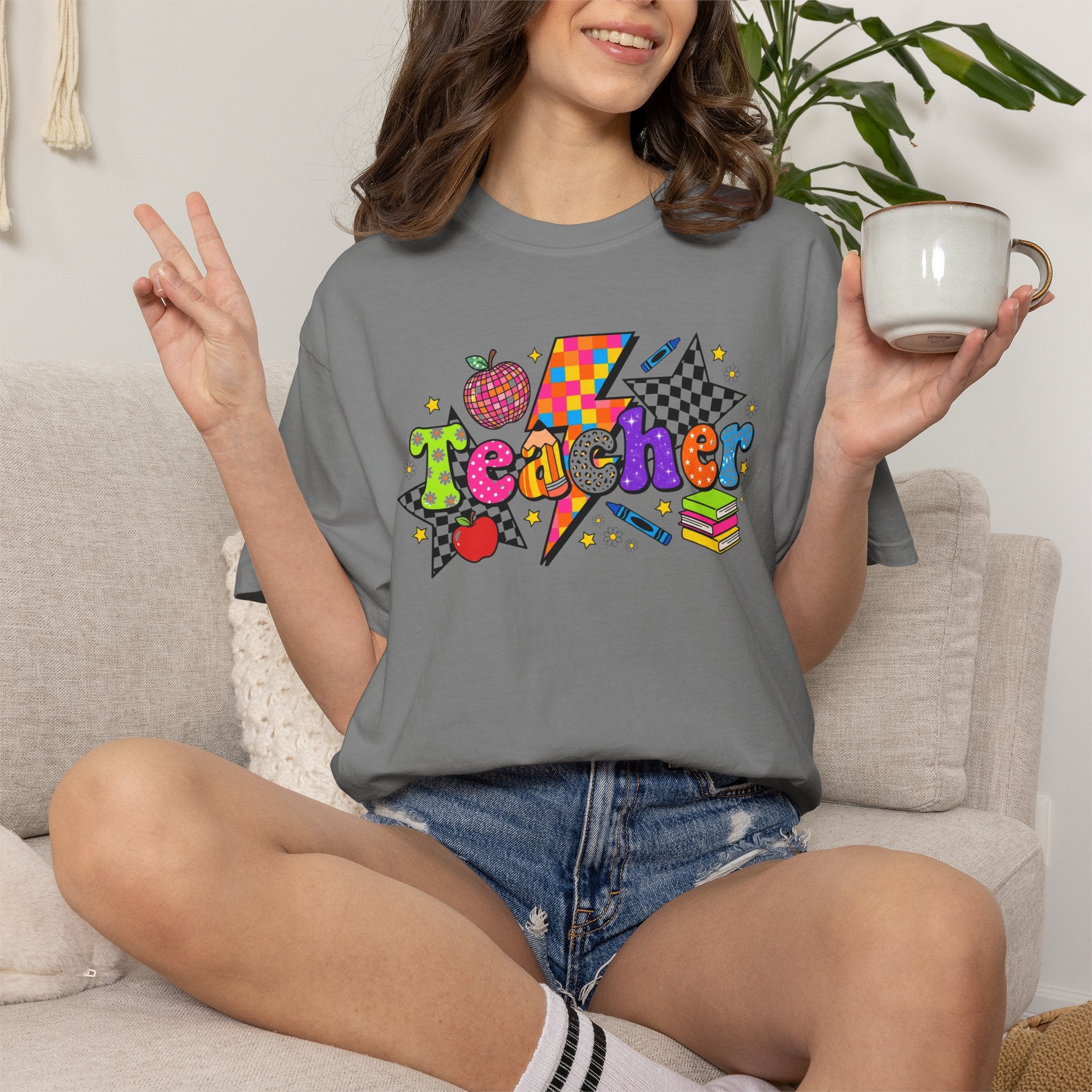 Teacher Pop Art T‑Shirt — Colorful Back-to-School Teacher Gift