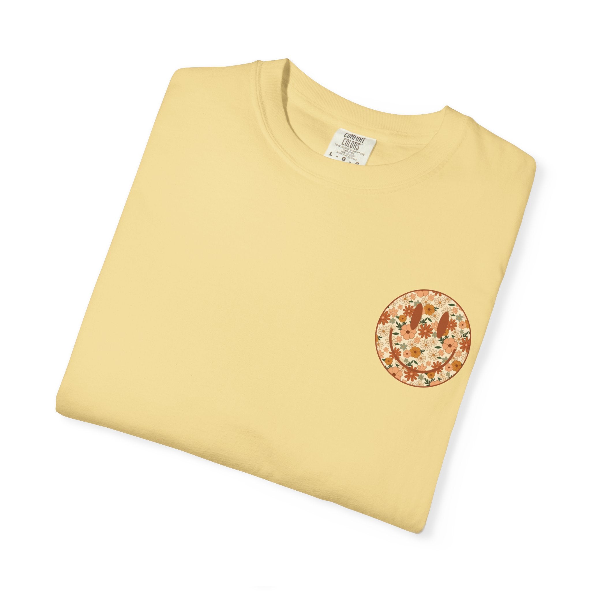 Teacher Assistant Floral Smiley T-Shirt | Retro Typography, Fall Colors