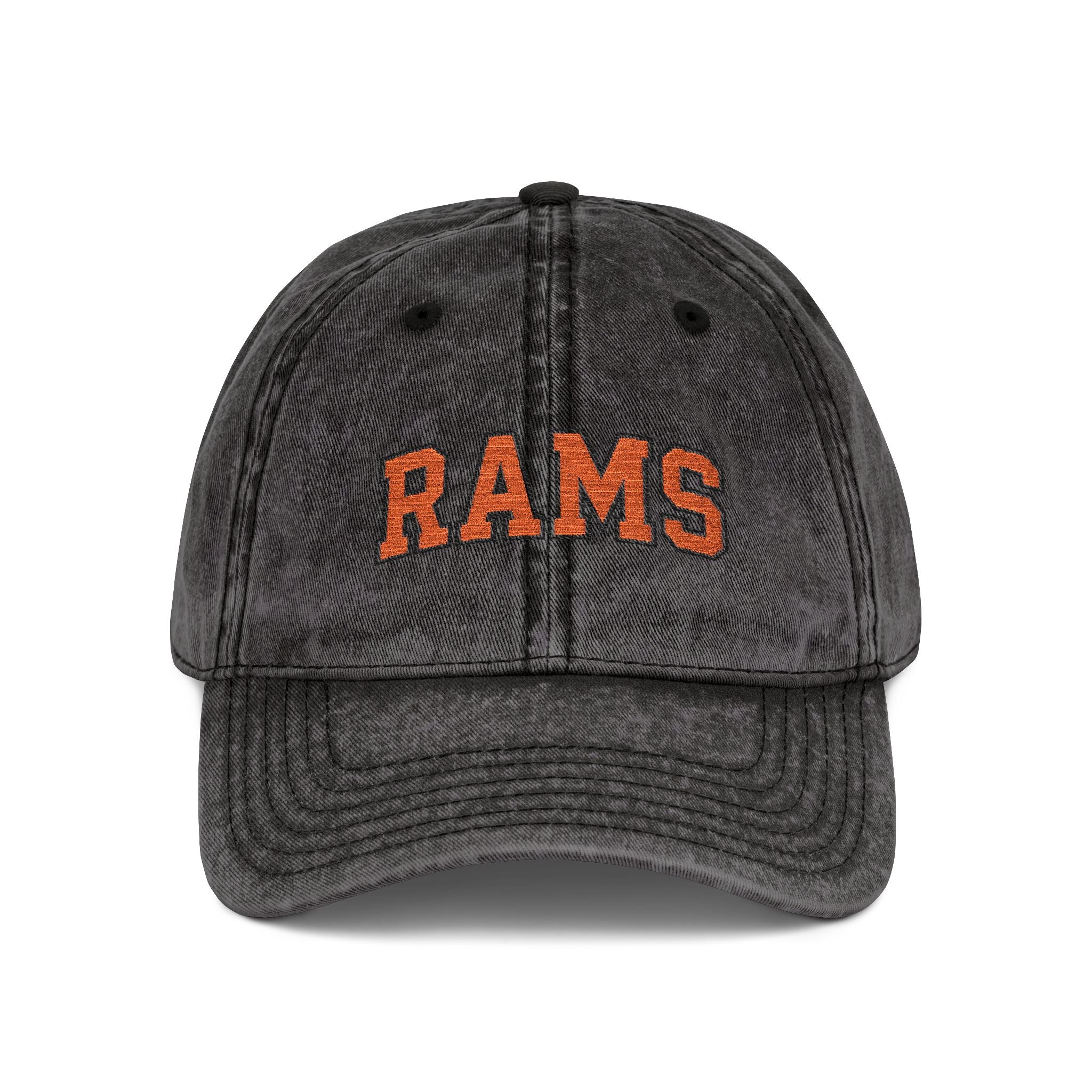 Vintage Embroidered 'RAMS' Washed Cotton Cap - Distressed Baseball Hat