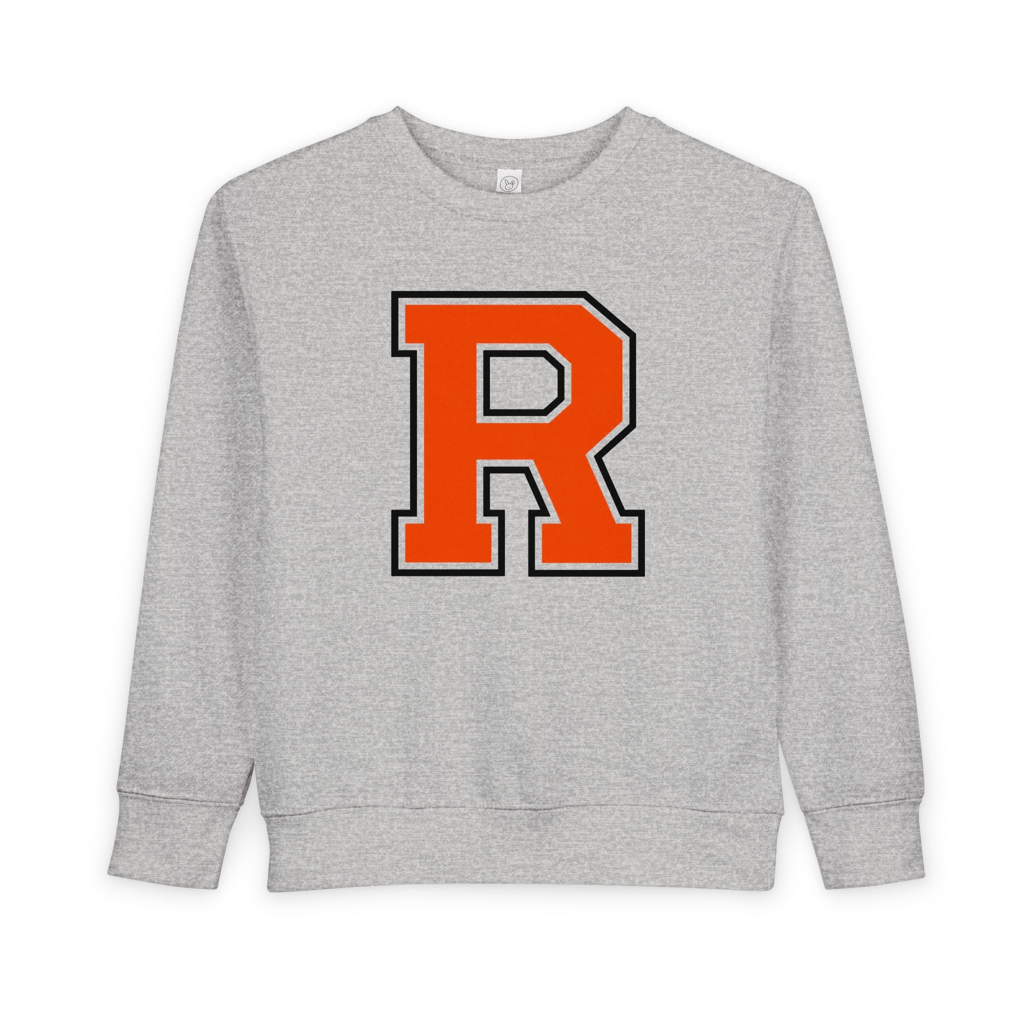 Toddler Sweatshirt - Vintage Letter R Crewneck Kids Pullover (Gray, Orange)