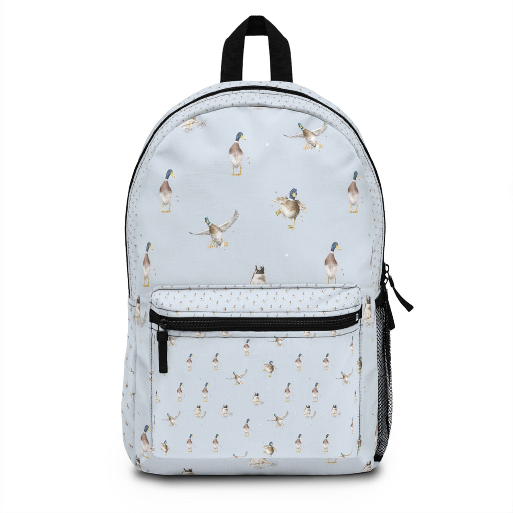 Duck Pattern Backpack — Pastel Wildlife Print School & Travel Bag