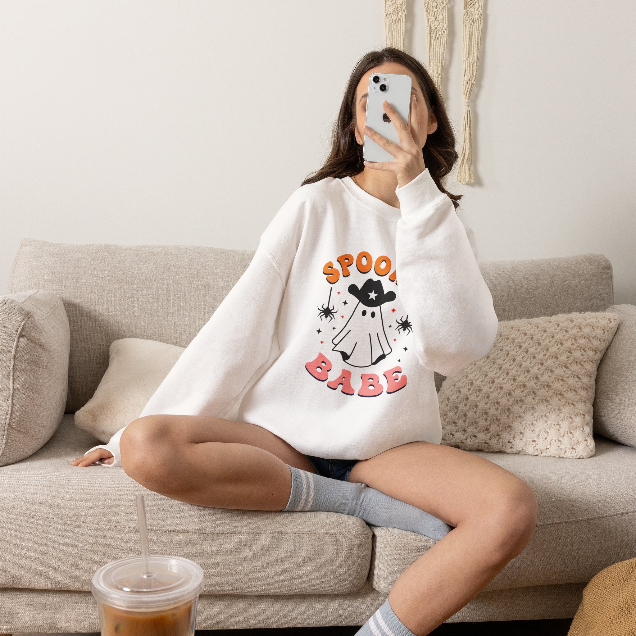 Spooky Babe Crewneck Sweatshirt — Cute Halloween Ghost Pullover
