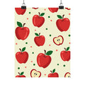 Apple Pattern Matte Poster — Red Apple Kitchen or Classroom Wall Art