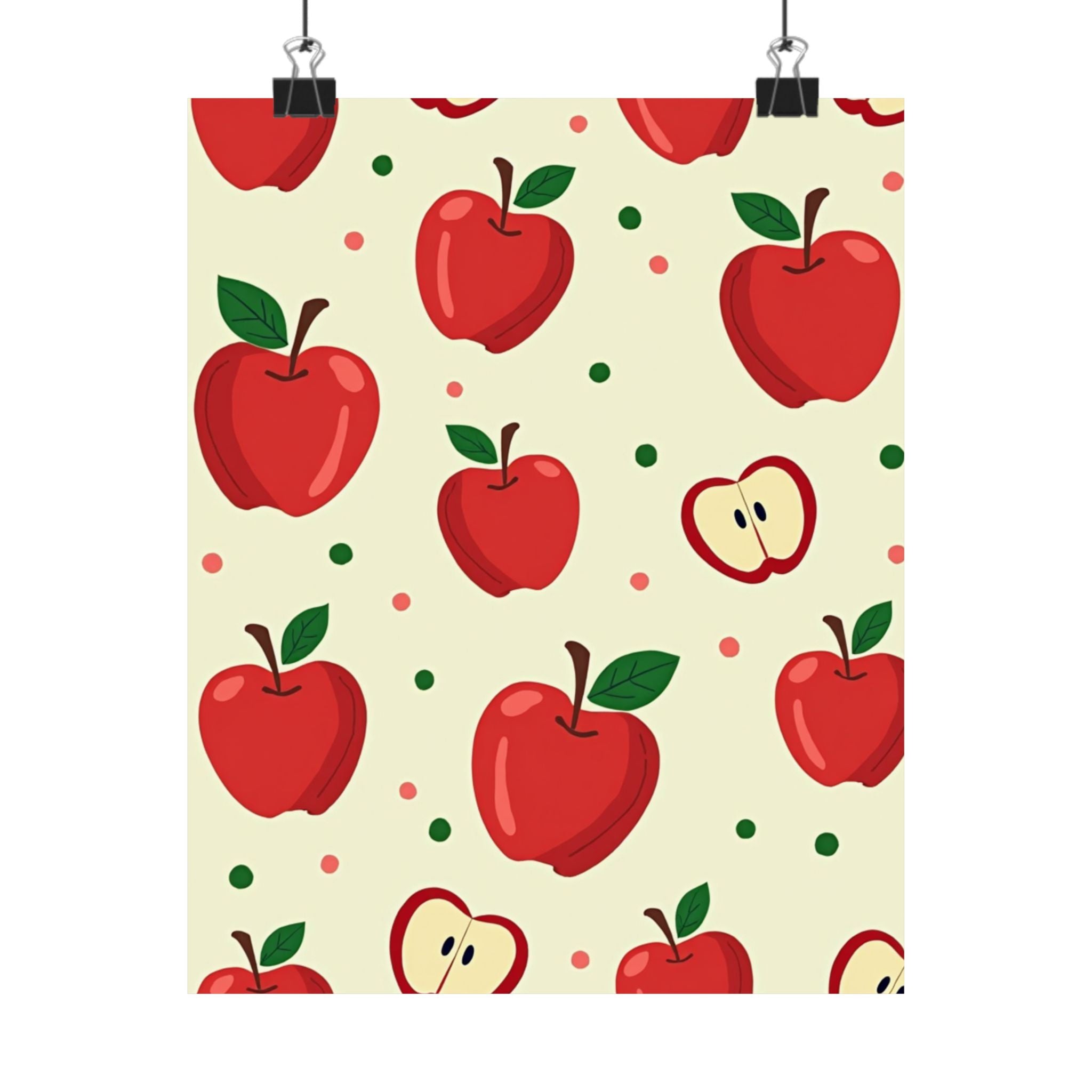 Apple Pattern Matte Poster — Red Apple Kitchen or Classroom Wall Art