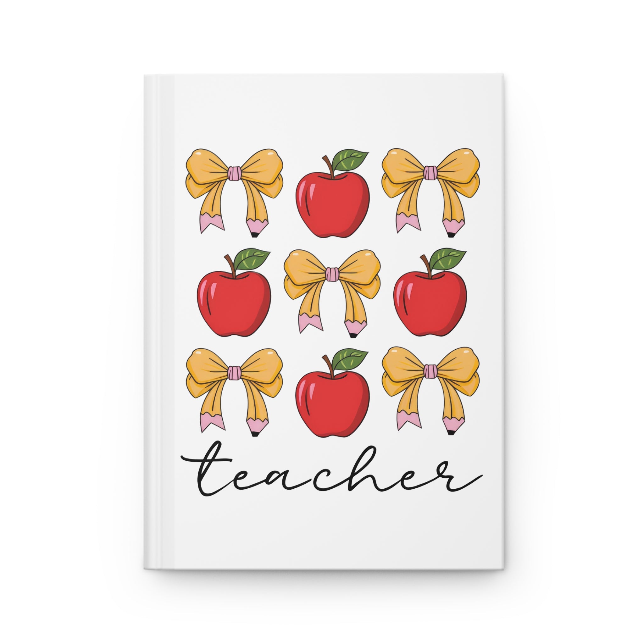 Teacher Apples & Bows Hardcover Journal — Gift Notebook for Teachers (Matte)
