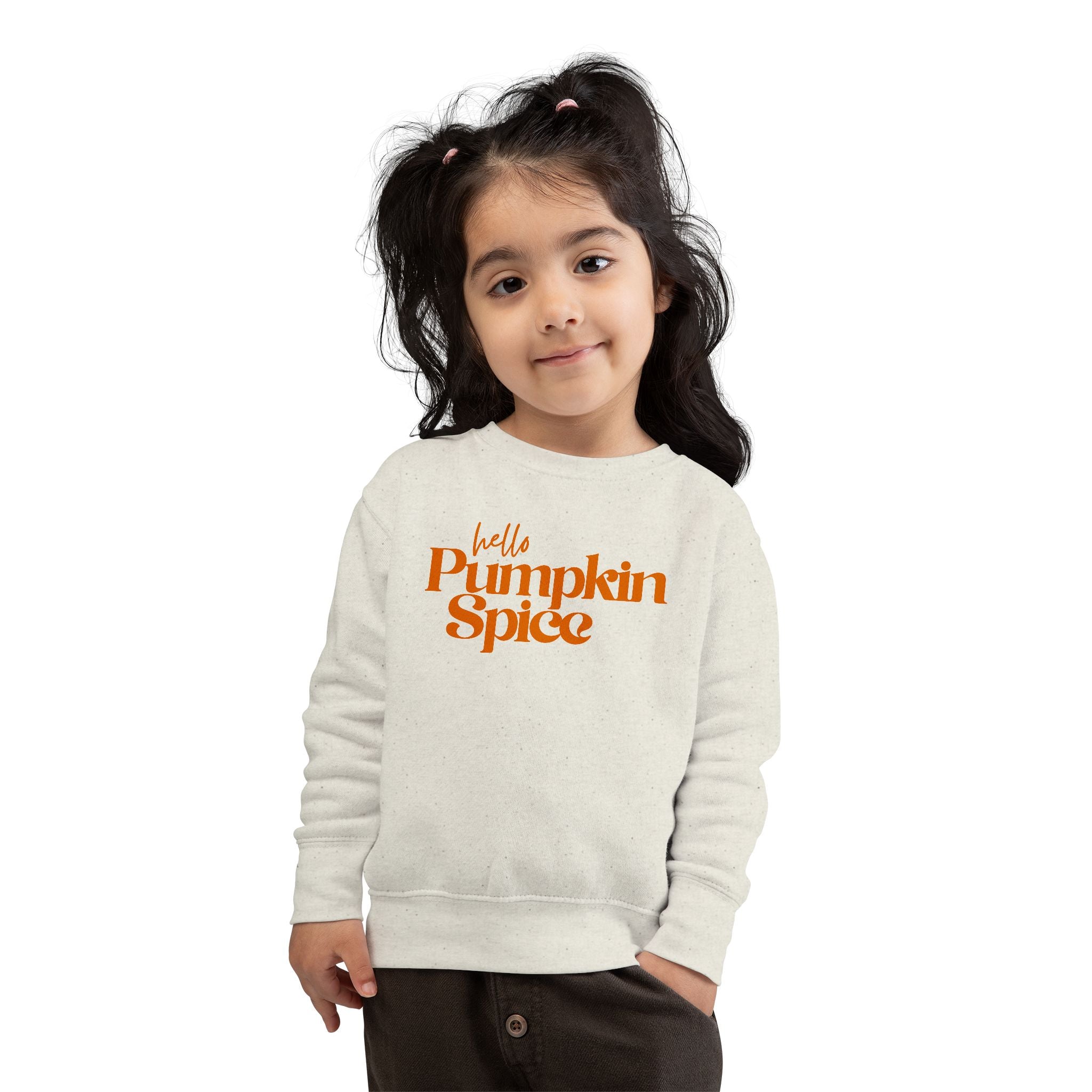Toddler Sweatshirt - "Hello Pumpkin Spice" Fall Crewneck (Autumn Kids Sweater)