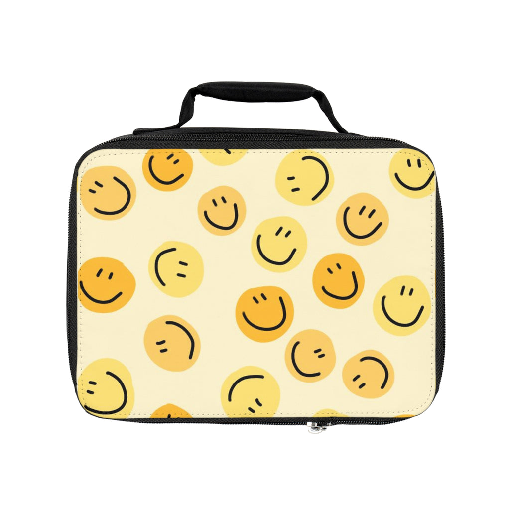 Smiley Face Lunch Bag — Cute Yellow Emoji Insulated Lunchbox