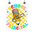 School Principal Poster — Cute Waving Pencil Matte Vertical Print