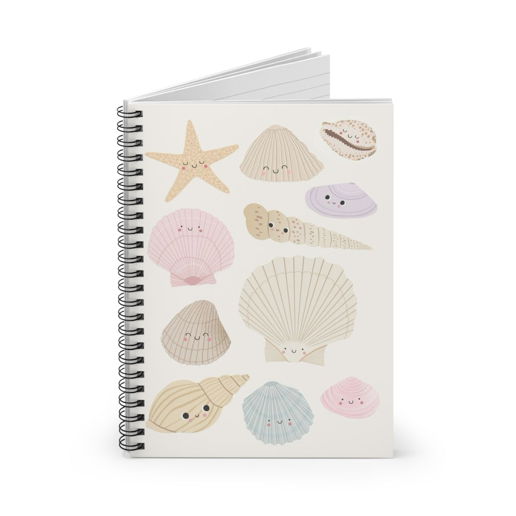 Seashell Friends Spiral Notebook — Cute Kawaii Beach Shells Ruled Journal
