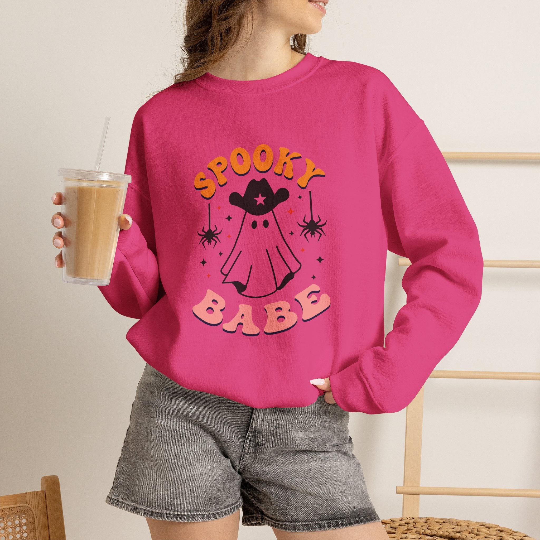 Spooky Babe Crewneck Sweatshirt — Cute Halloween Ghost Pullover