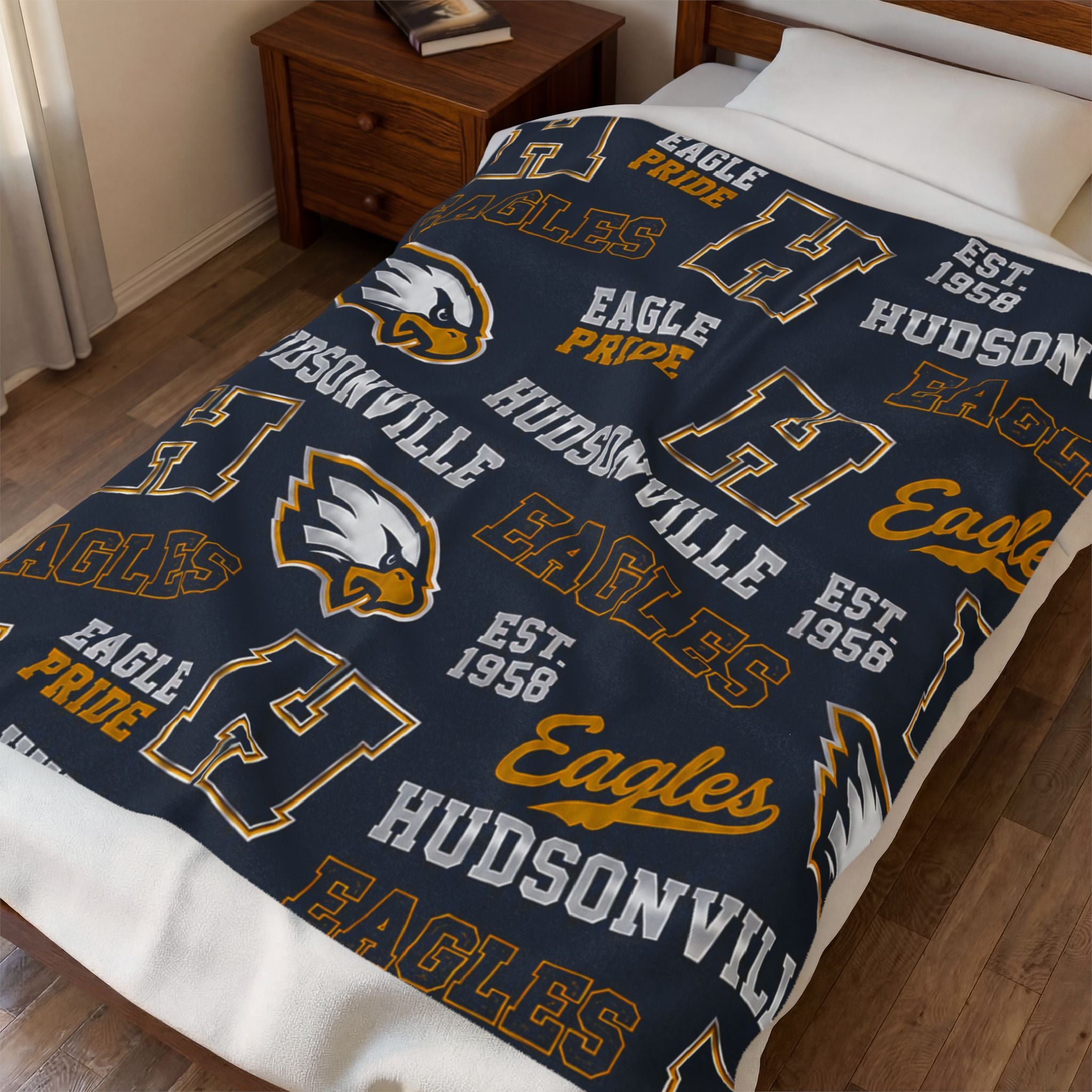 Hudsonville Eagles Velveteen Plush Throw Blanket