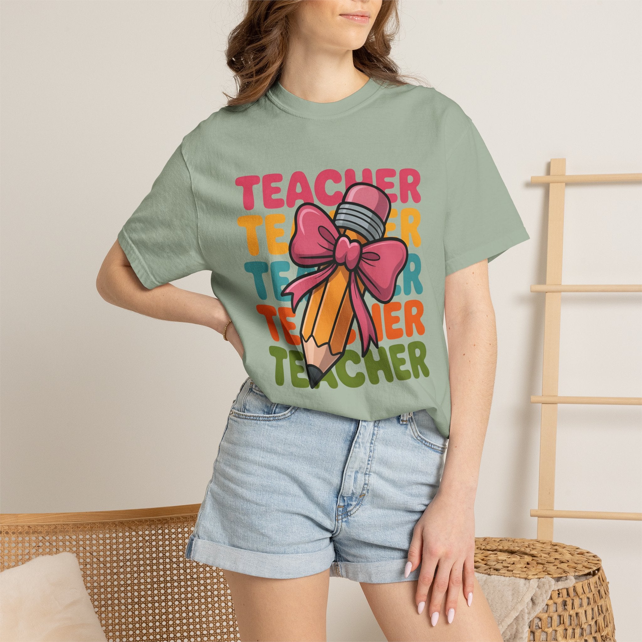 Teacher Pencil Bow Tee