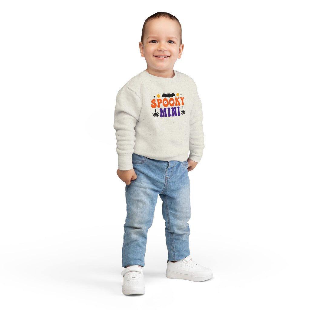 Spooky Mini Toddler Sweatshirt — Halloween Bat & Spider Kids Pullover