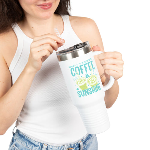 40oz Insulated Travel Mug - "Coffee & Sunshine" Summer Tumbler