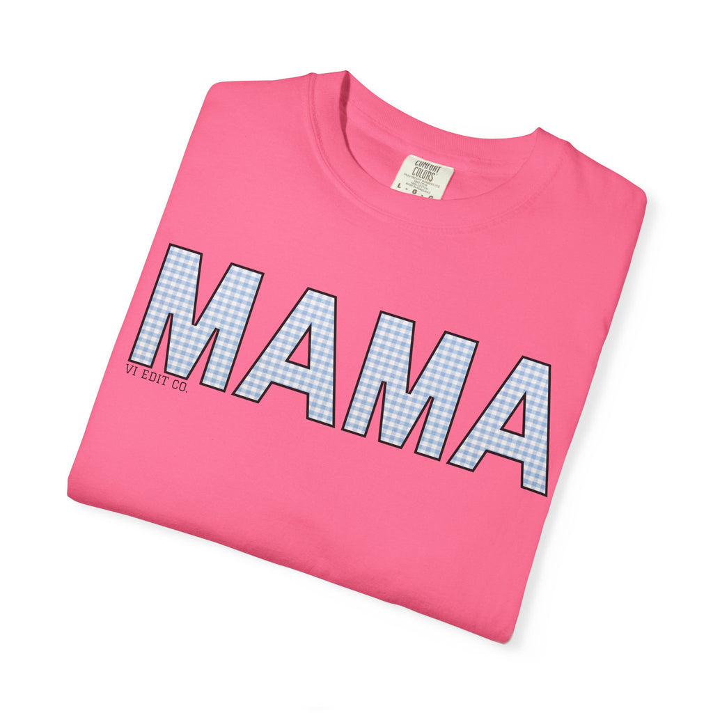 MAMA gingham block letters T-Shirt | mom shirt, mama tee