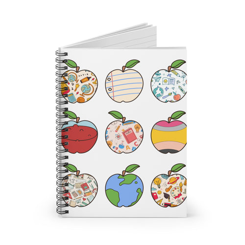 Apple Icons Spiral Notebook — Cute School-Themed Lined Journal for Students & Teachers