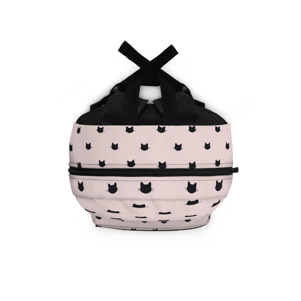 Pink Cat Silhouette Backpack – Cute Minimalist Kitty Pattern School Bag