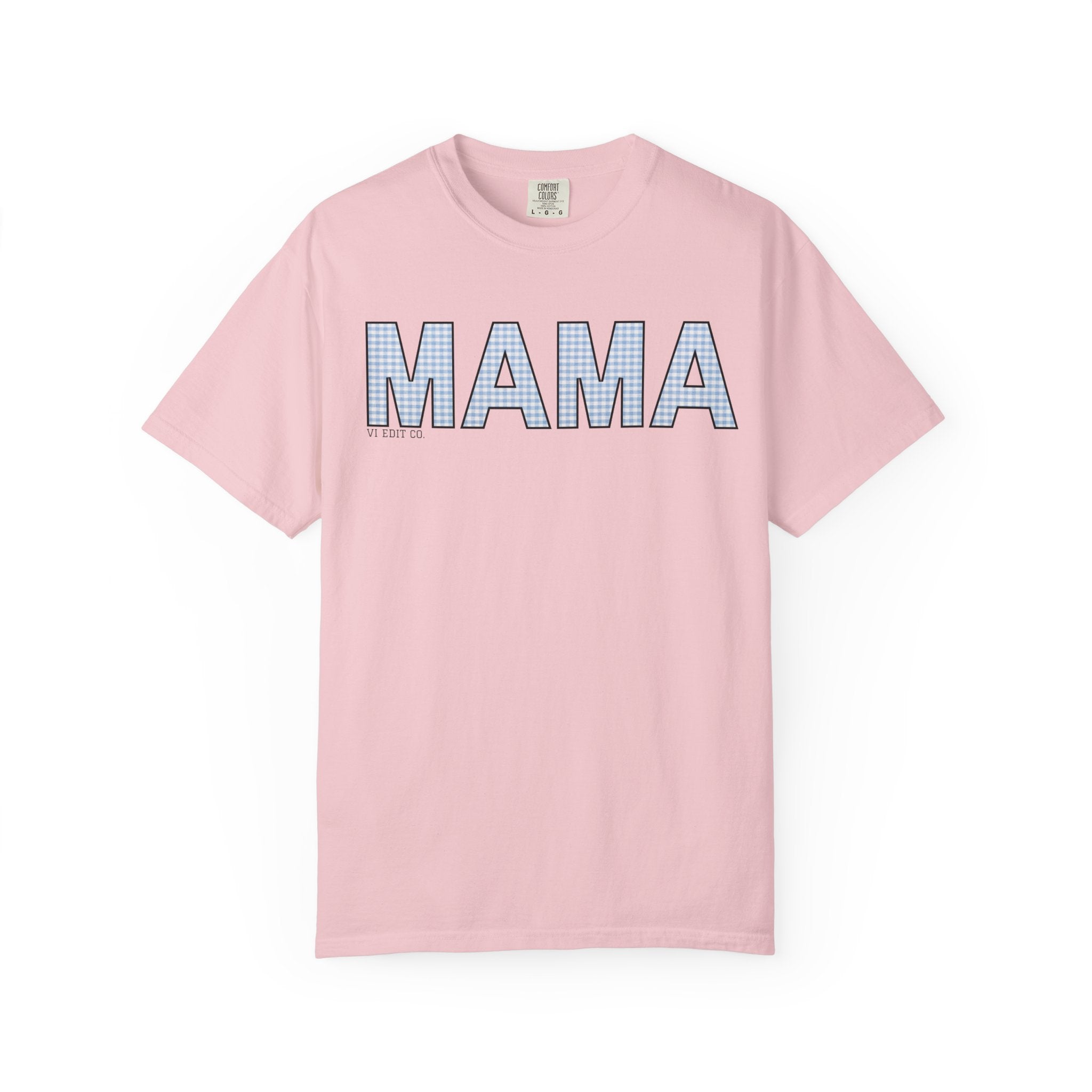 MAMA gingham block letters T-Shirt | mom shirt, mama tee