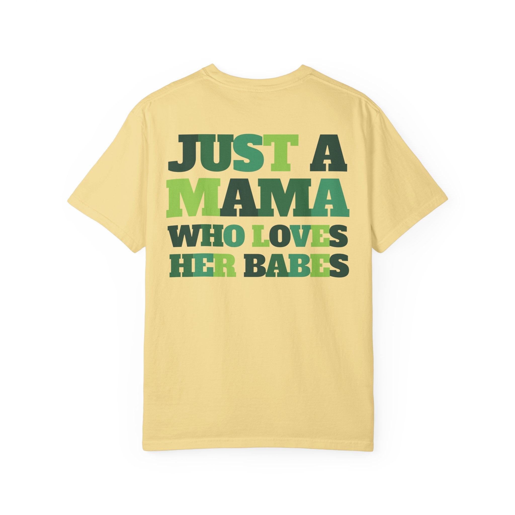 Green Checker Smiley Face T-shirt | Text Back "Just A Mama Who Loves Her Babes"