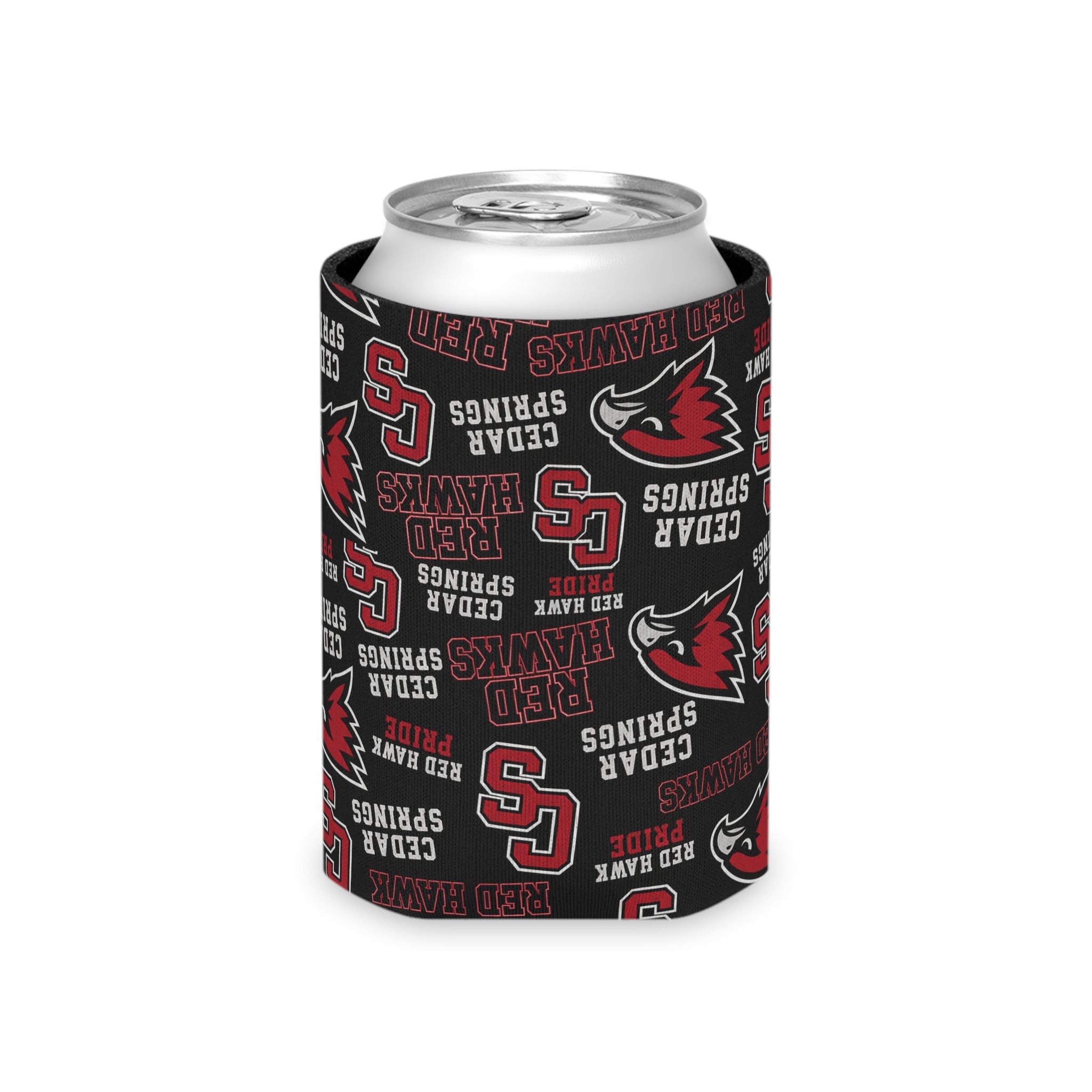Red Hawks 'Cedar Springs' Can Cooler – School Spirit Beverage Koozie