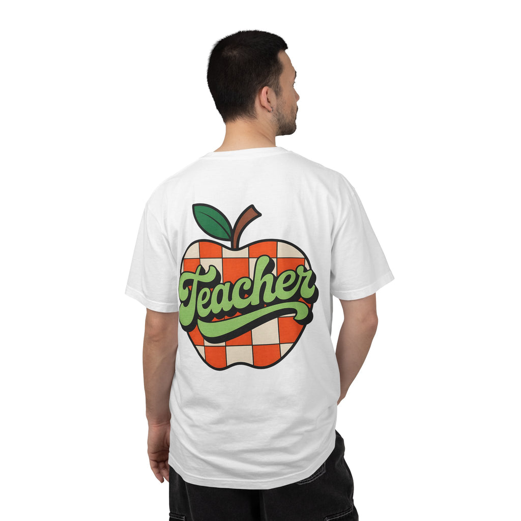 Teacher Apple T‑Shirt — Retro Check Classroom Gift
