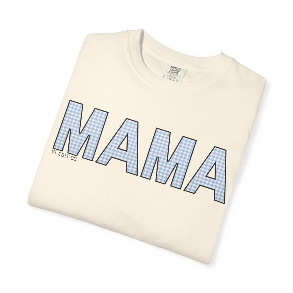 MAMA gingham block letters T-Shirt | mom shirt, mama tee