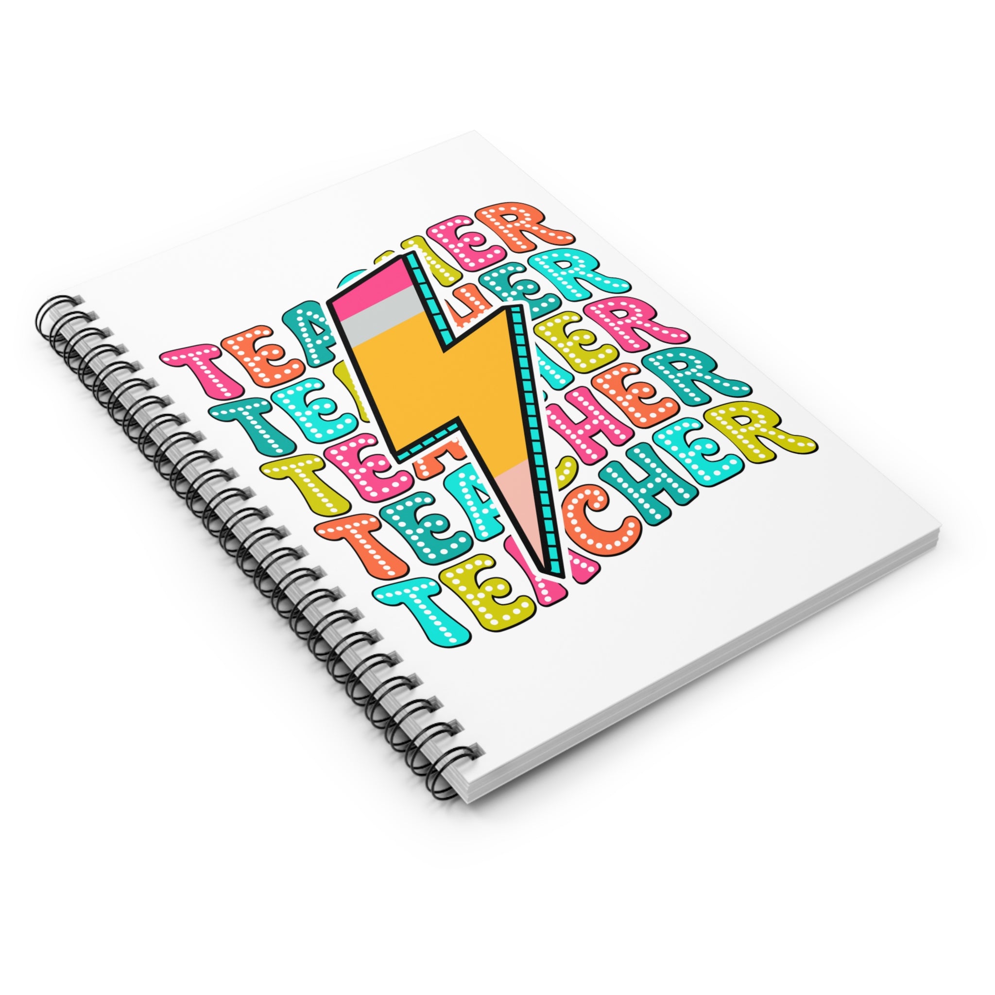 Teacher Lightning Bolt Spiral Notebook — Colorful Back-to-School Gift