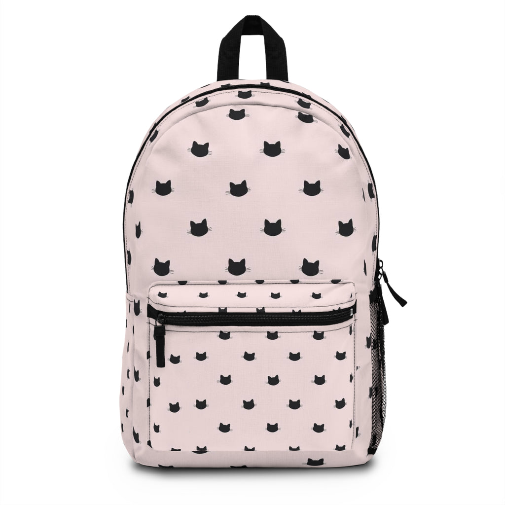 Pink Cat Silhouette Backpack – Cute Minimalist Kitty Pattern School Bag