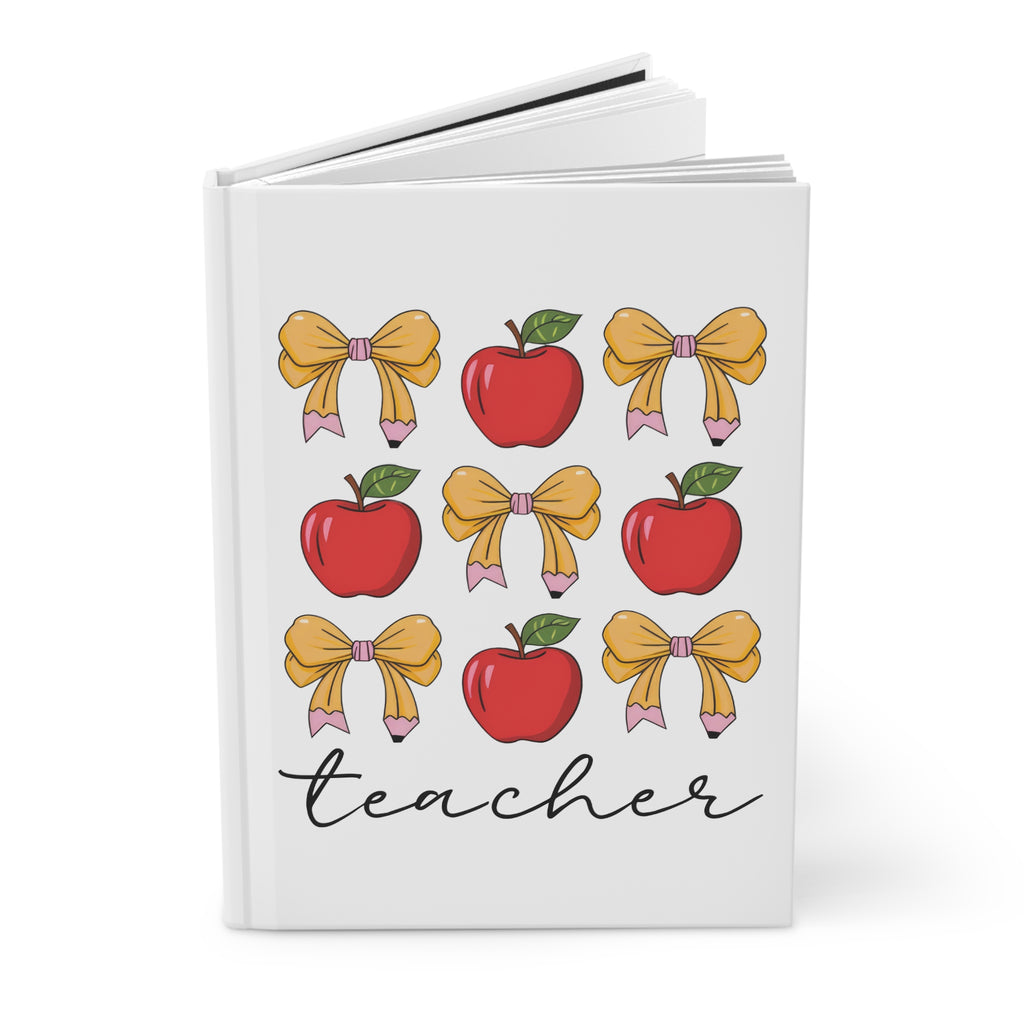 Teacher Apples & Bows Hardcover Journal — Gift Notebook for Teachers (Matte)