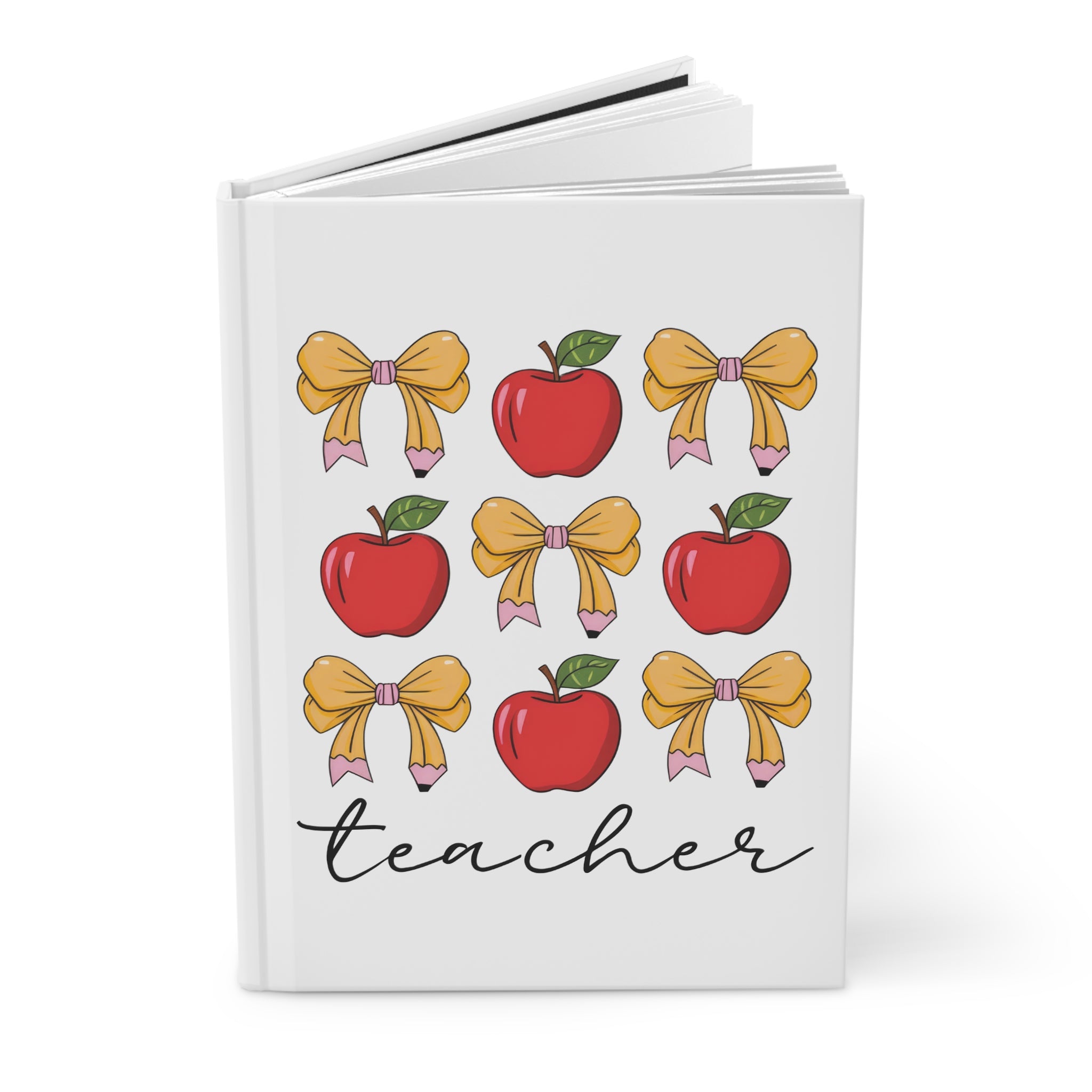 Teacher Apples & Bows Hardcover Journal — Gift Notebook for Teachers (Matte)