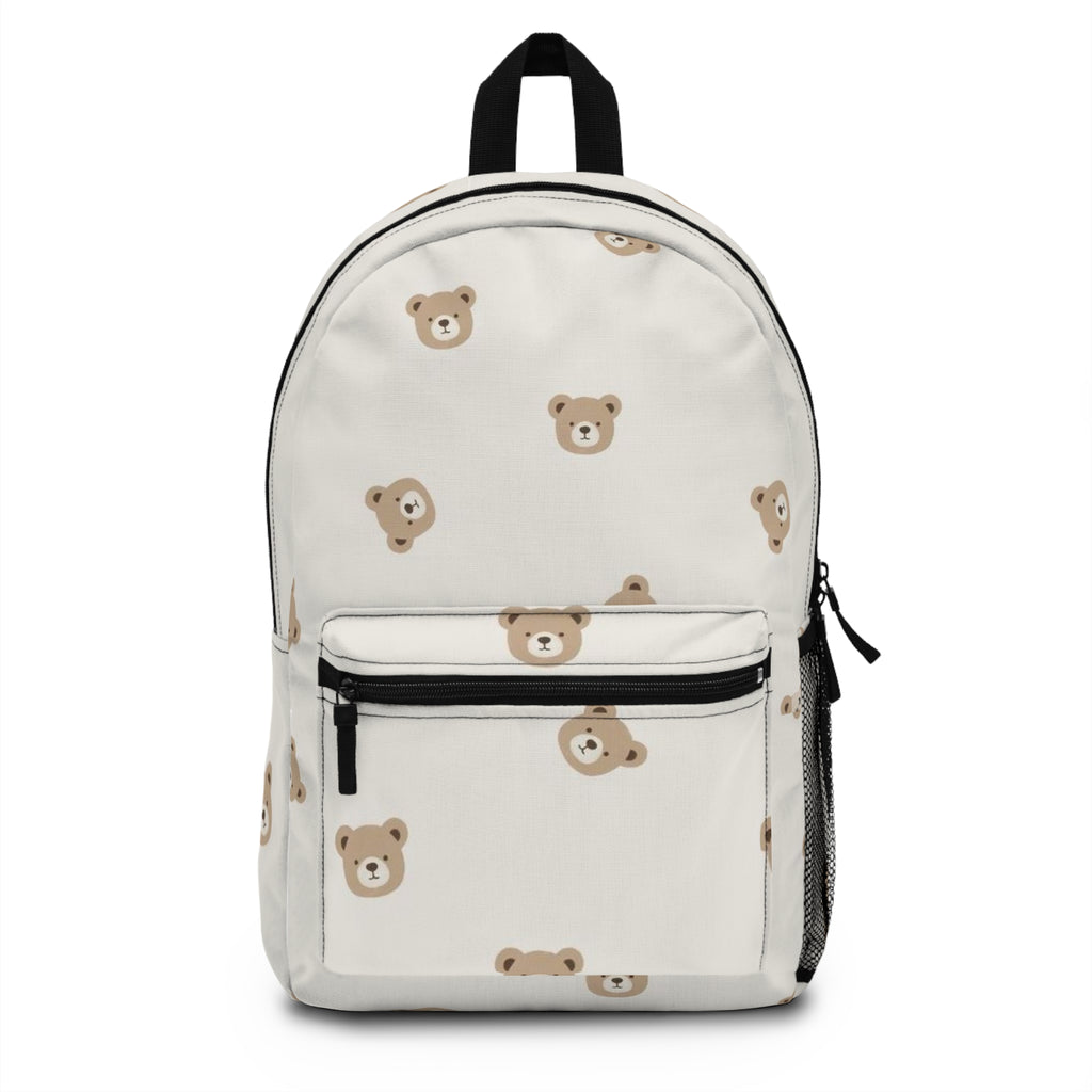 Cute Teddy Bear Pattern Backpack — Kids’ Neutral Animal Print School Bag