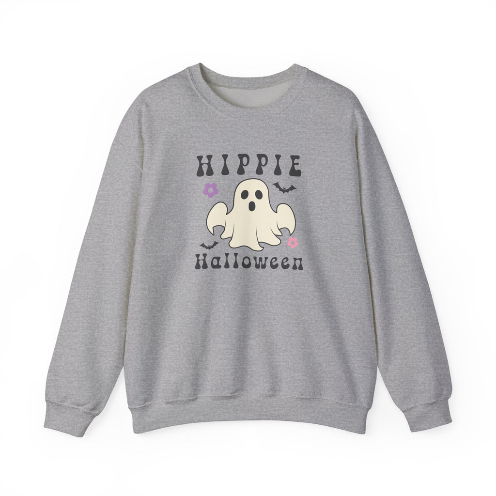 Hippie Halloween Crewneck Sweatshirt — Cute Retro Ghost Graphic