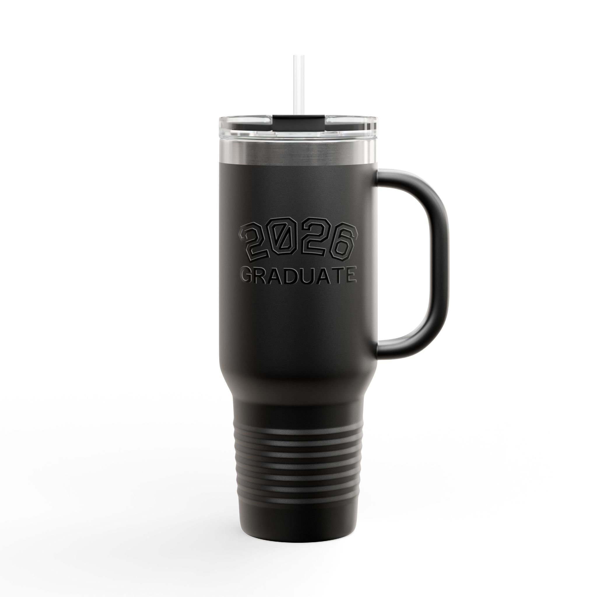 2026 Graduate 40oz Insulated Travel Mug — Large Stainless Tumbler with Straw & Handle