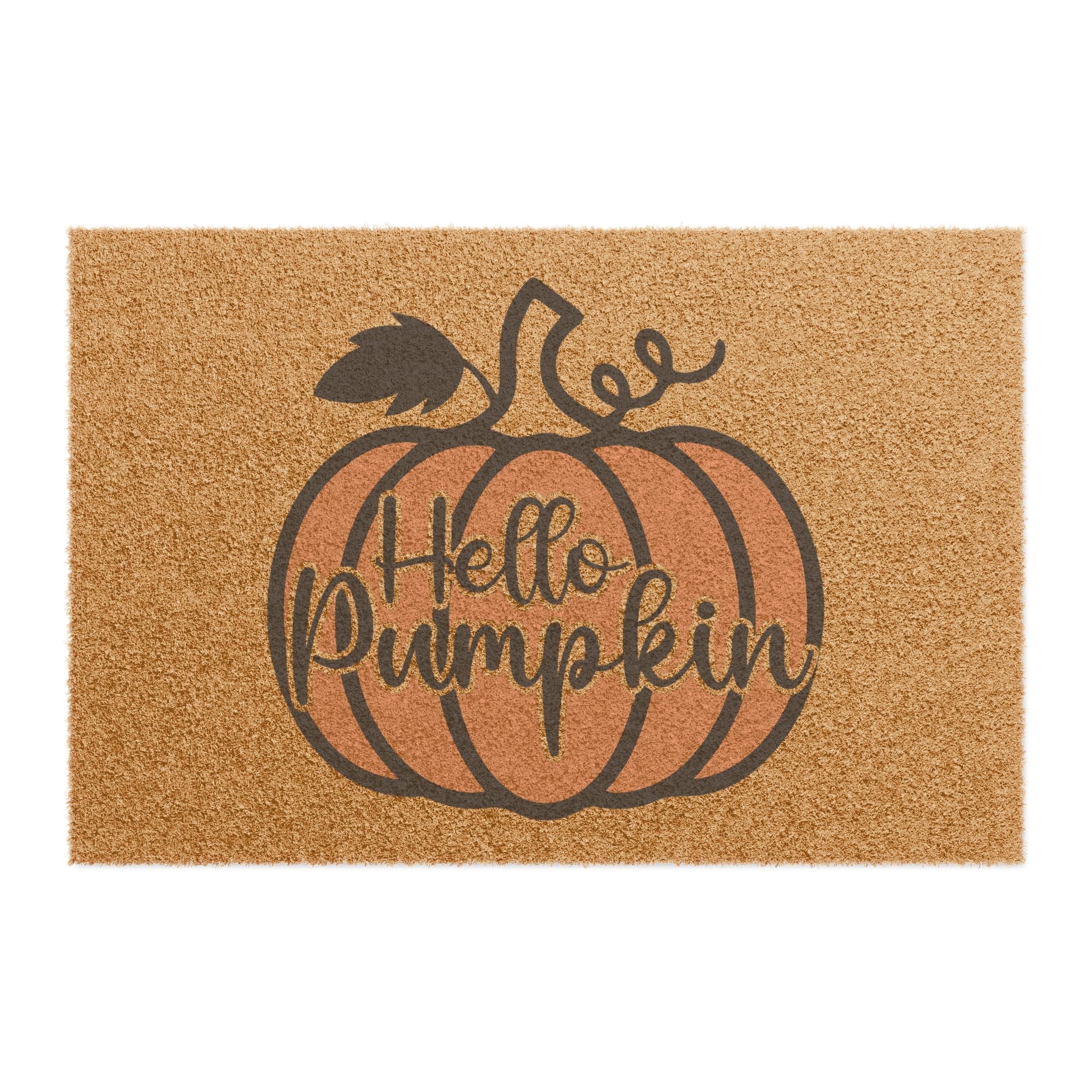 Hello Pumpkin Doormat - Fall Pumpkin Welcome Mat for Porch & Entryway