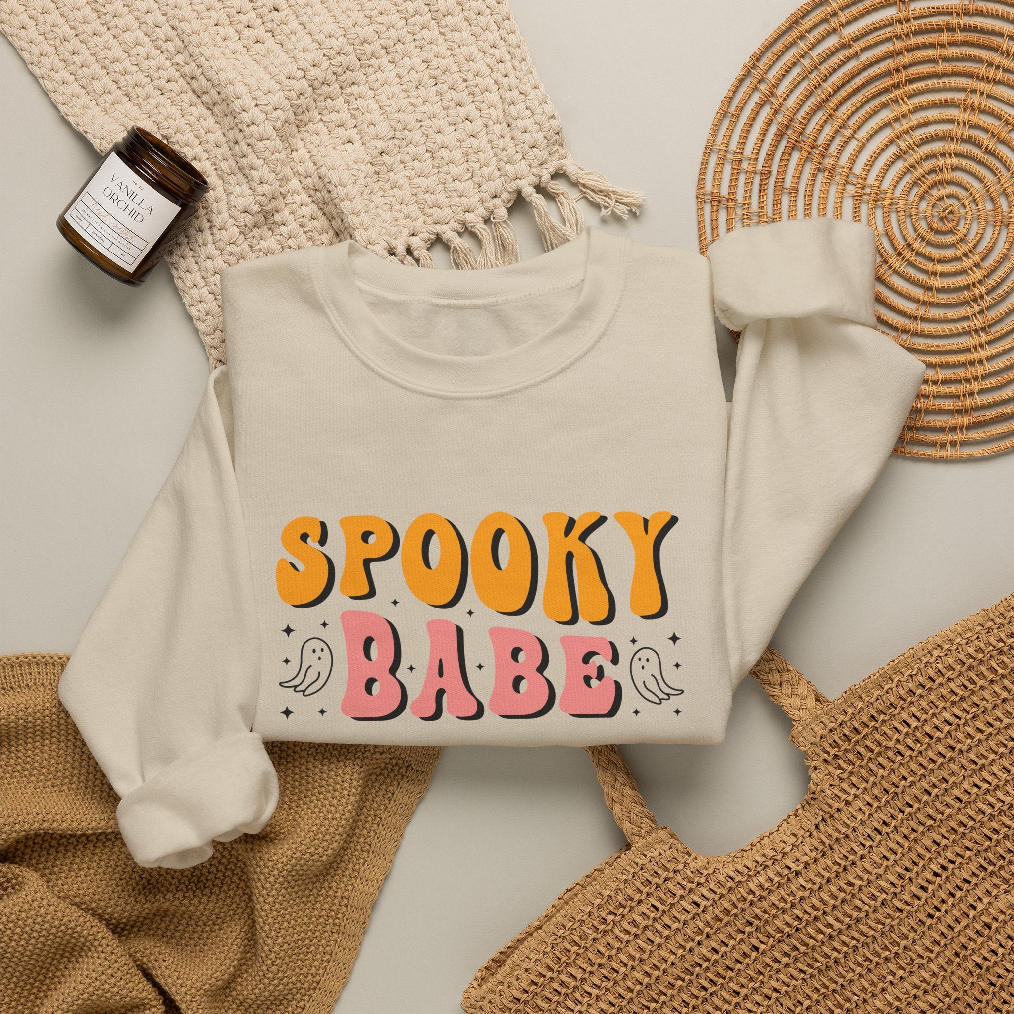 Sweatshirt — "Spooky Babe" Retro Halloween Crewneck