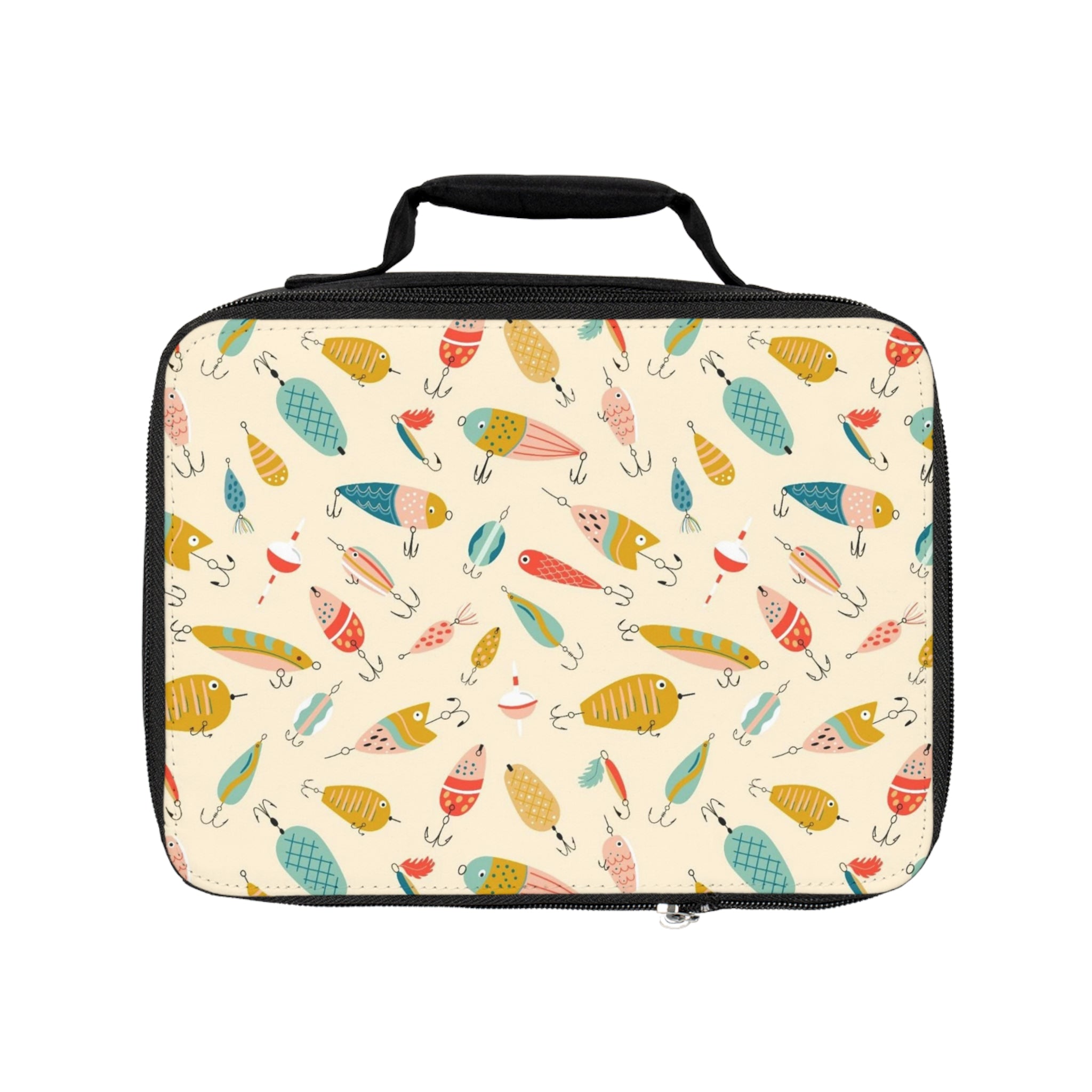 Fish Pattern Lunch Bag — Cute Retro Seafood Print Insulated Lunchbox