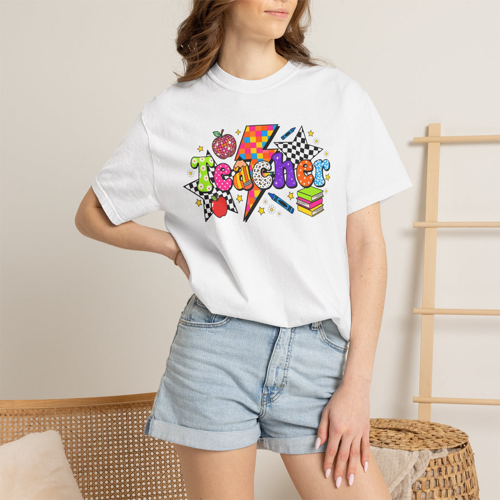 Teacher Pop Art T‑Shirt — Colorful Back-to-School Teacher Gift