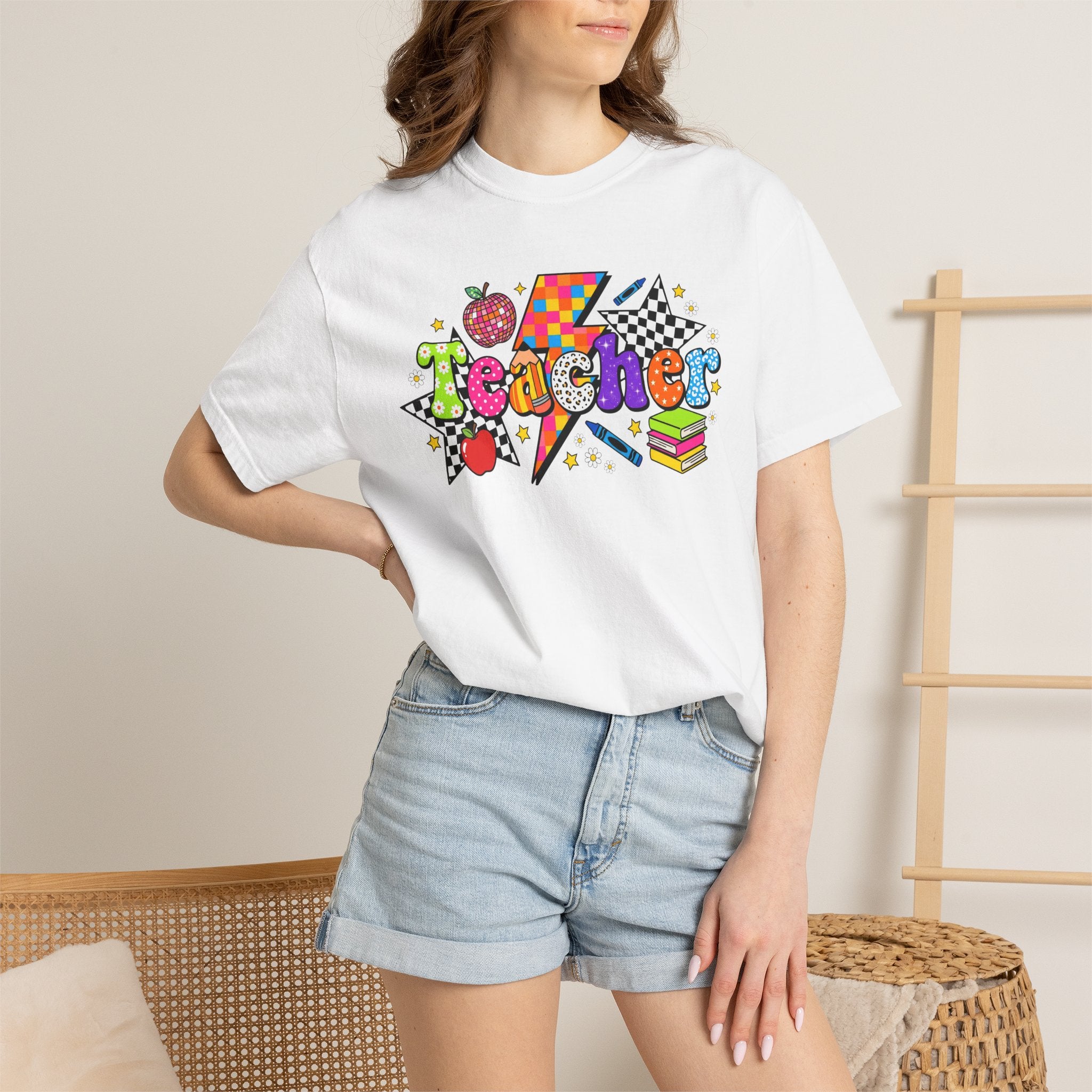 Teacher Pop Art T‑Shirt — Colorful Back-to-School Teacher Gift