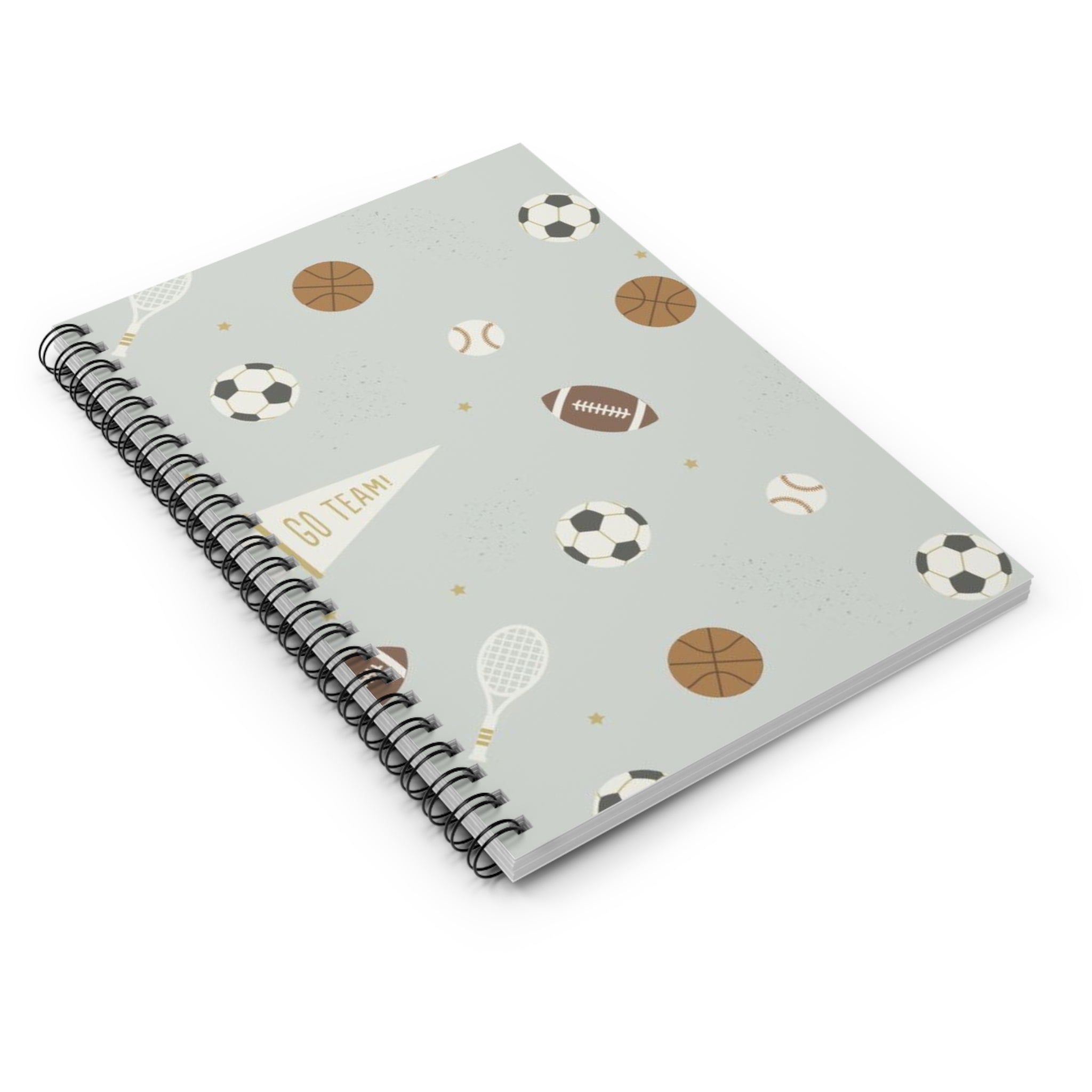 Sports Pattern Spiral Notebook — "Go Team!" Ruled Journal for Kids & Coaches