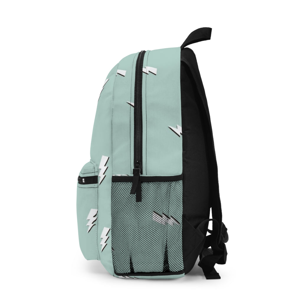 Lightning Bolt Mint Backpack — Cute Minimal Patterned School & Travel Bag