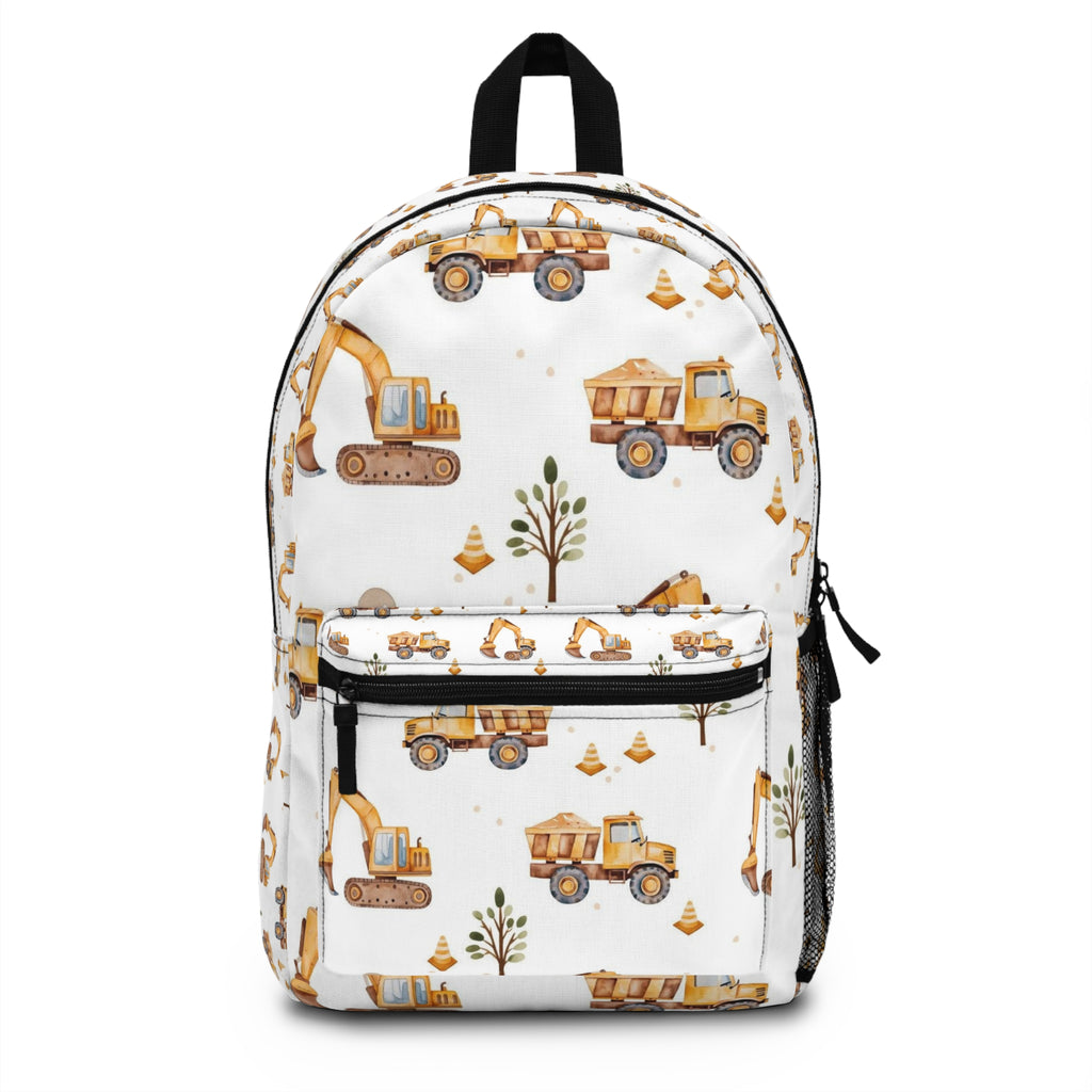 Construction Vehicles Kids Backpack – Cute Dump Truck & Excavator Pattern