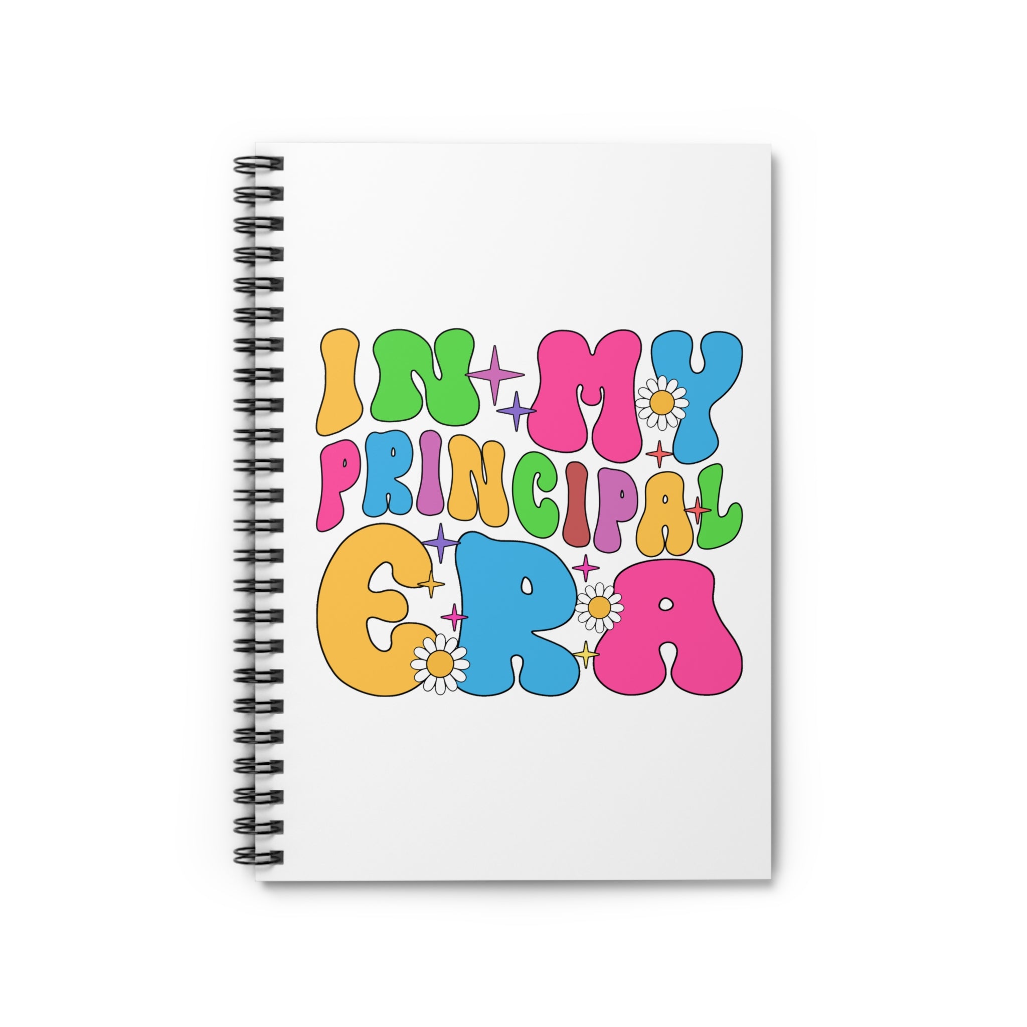 Notebook — "In My Principal Era" Colorful Retro Spiral Journal