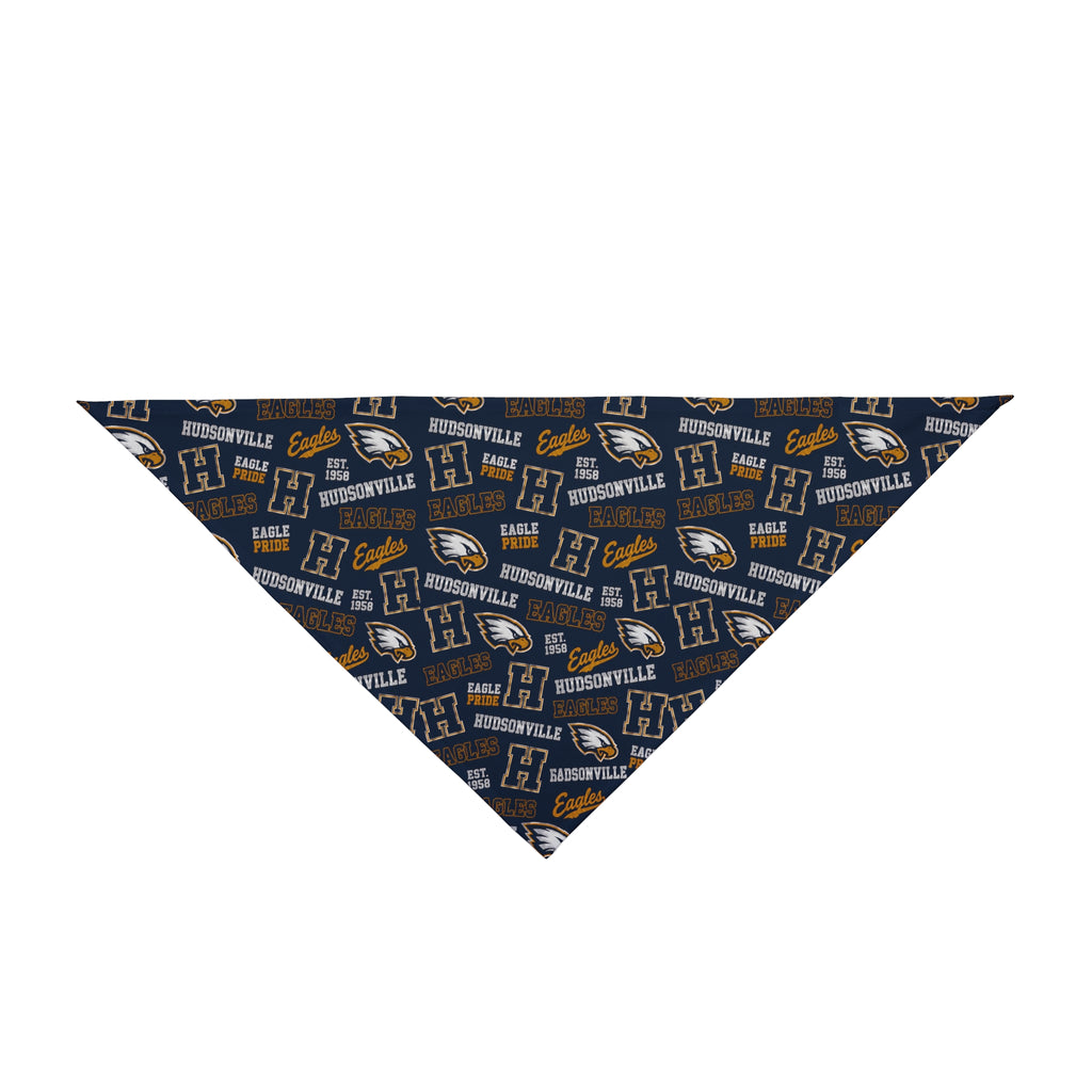 Hudsonville Eagles Pet Bandana — Navy Repeat Logo Dog & Cat Scarf