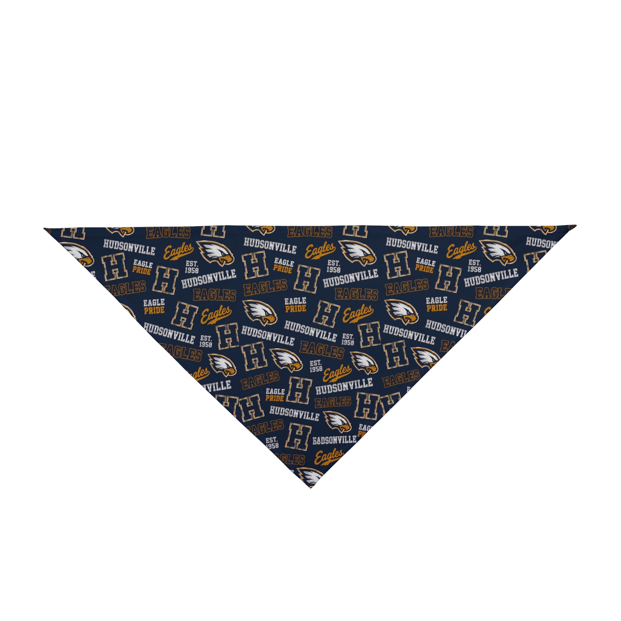 Hudsonville Eagles Pet Bandana — Navy Repeat Logo Dog & Cat Scarf