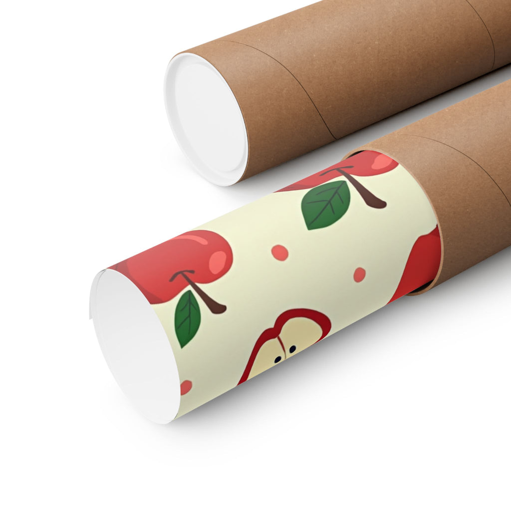 Apple Pattern Matte Poster — Red Apple Kitchen or Classroom Wall Art