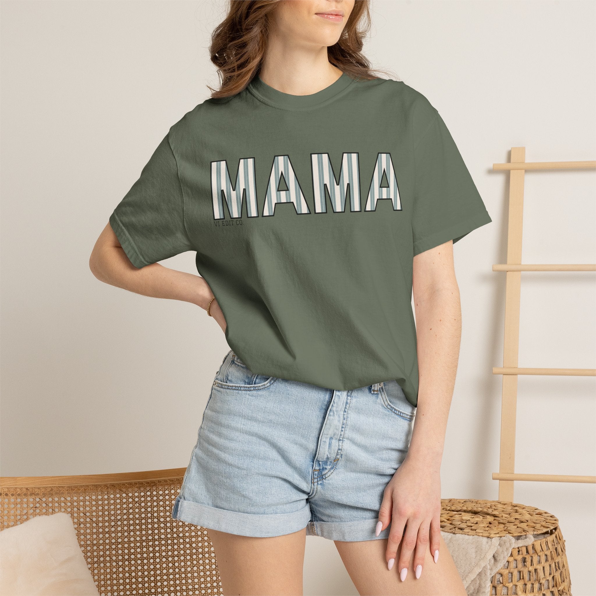 MAMA block letters T-Shirt | Retro Outline Typography, Mother's Day
