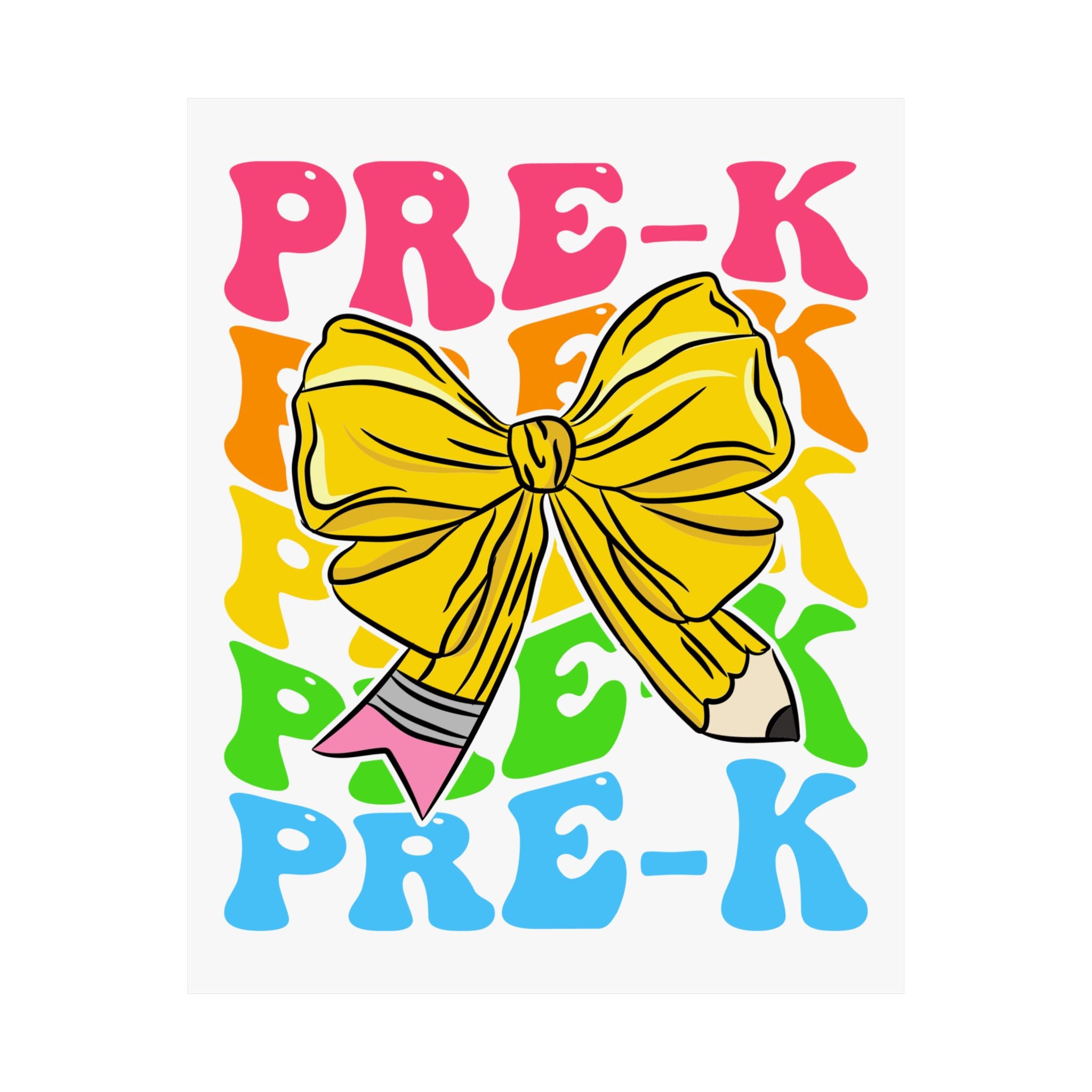 Pre-K Rainbow Poster – Cute Yellow Bow Pencil Classroom Decor