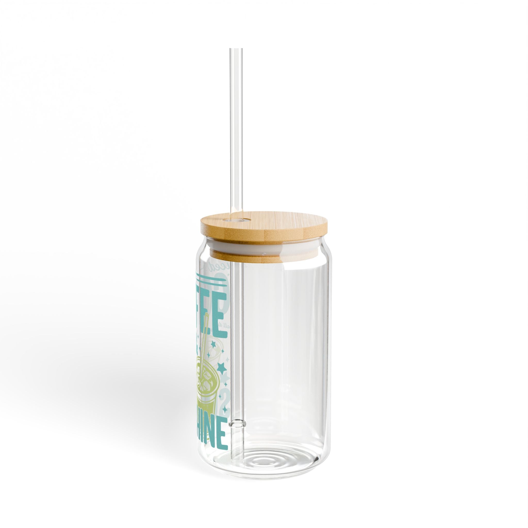 Coffee & Sunshine Sipper Glass — 16oz Cold Drink Tumbler with Straw