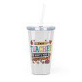 Teacher Tumbler with Straw — "I'm a Teacher, What's Your Superpower?" Insulated Plastic Cup