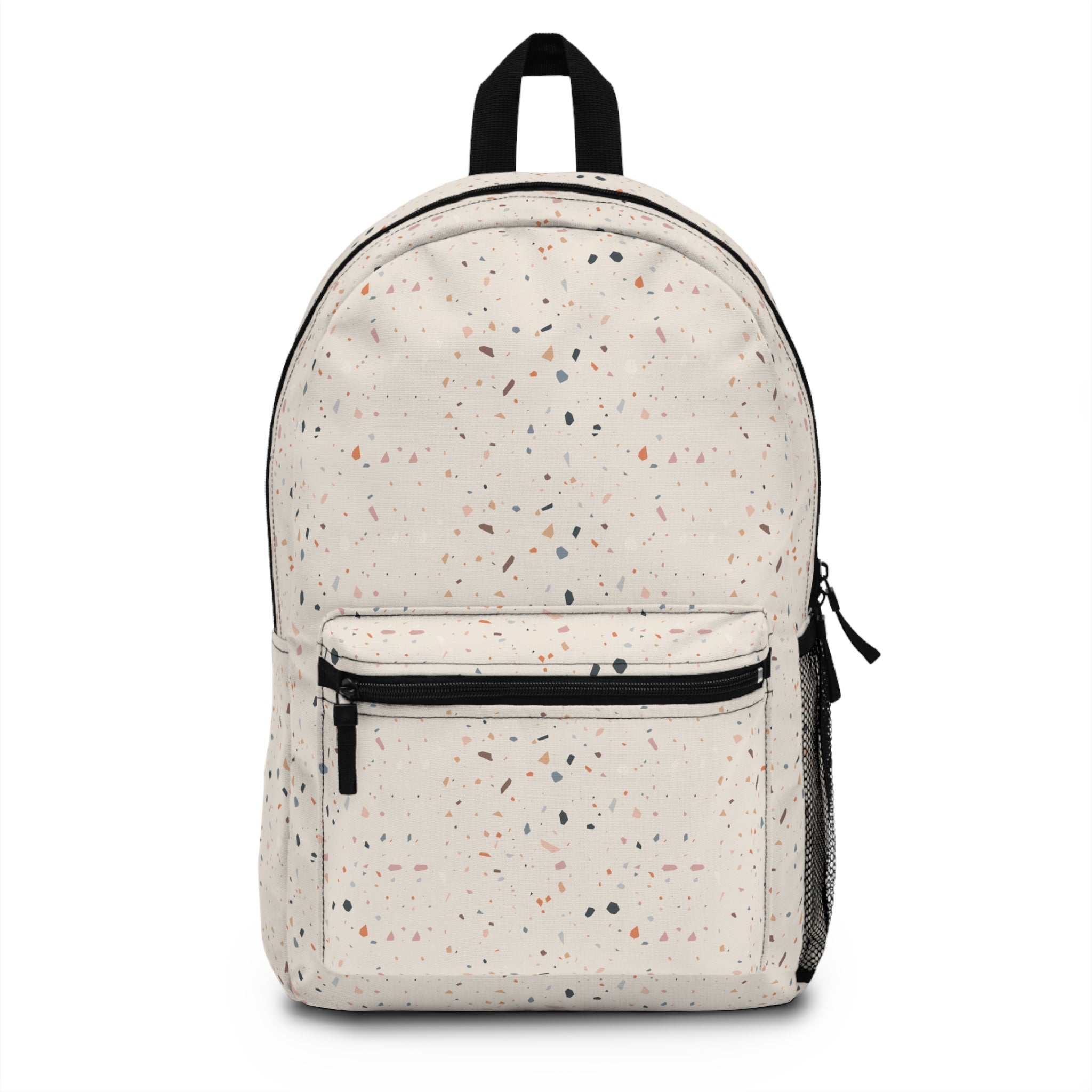 Terrazzo Speckle Backpack — Minimalist Cream School & Everyday Bag